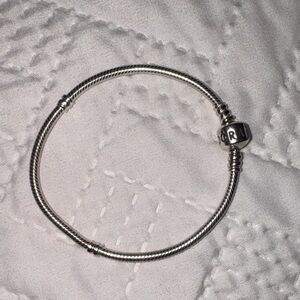 Pandora Silver Snake Chain Bracelet with Logo Barrel Clasp
